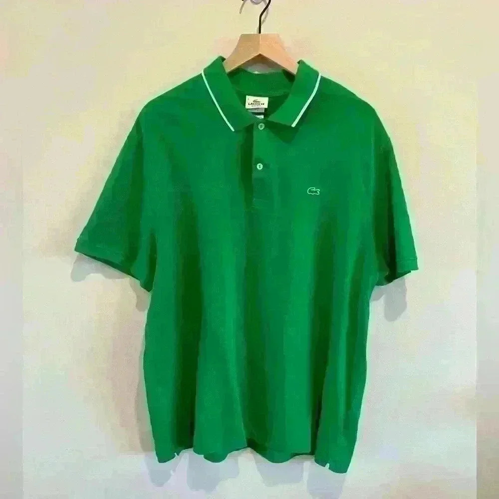 Mens Lacoste Regular Fit Green Mesh Cotton Polo Shirt  8. Kelly Green
